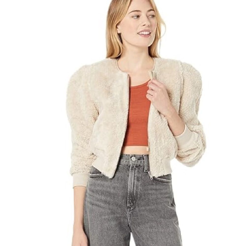 ASTR the label faux‎ fur cropped jacket size xl